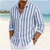Men's Striped Pattern Printed Long Sleeve Shirts Casual Cardigan New Button Holiday Fashion Shirts