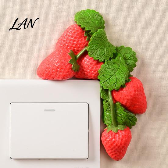Decorative Switch Surround Fruit Wall Stickers, Creative Kitchen 3D Cute Bedroom Aesthetic Accessories Socket Decor, Resin Waterproof Decal