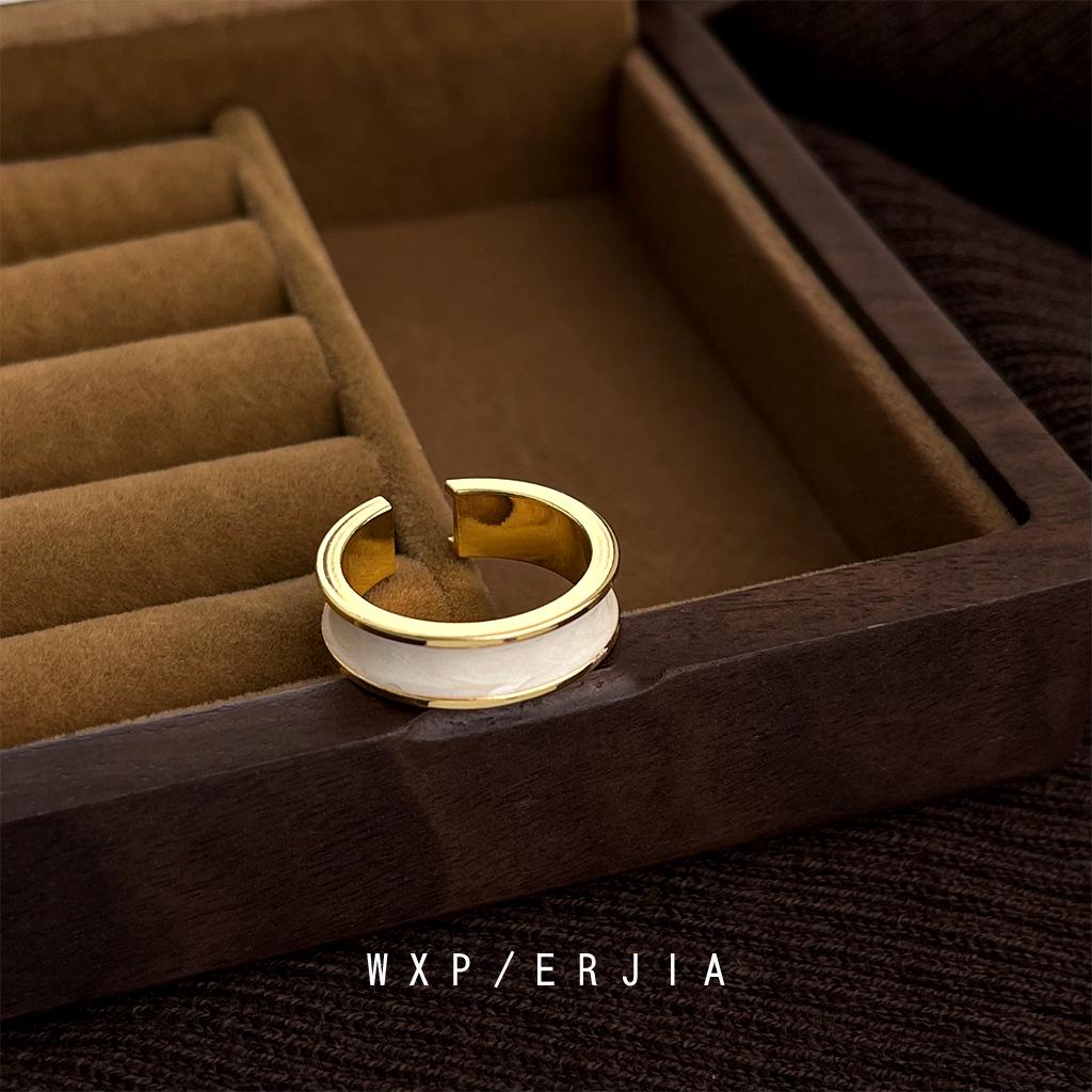 Элегантное винтажное регулируемое эмалевое кольцо с геометрическим дизайном для женщин