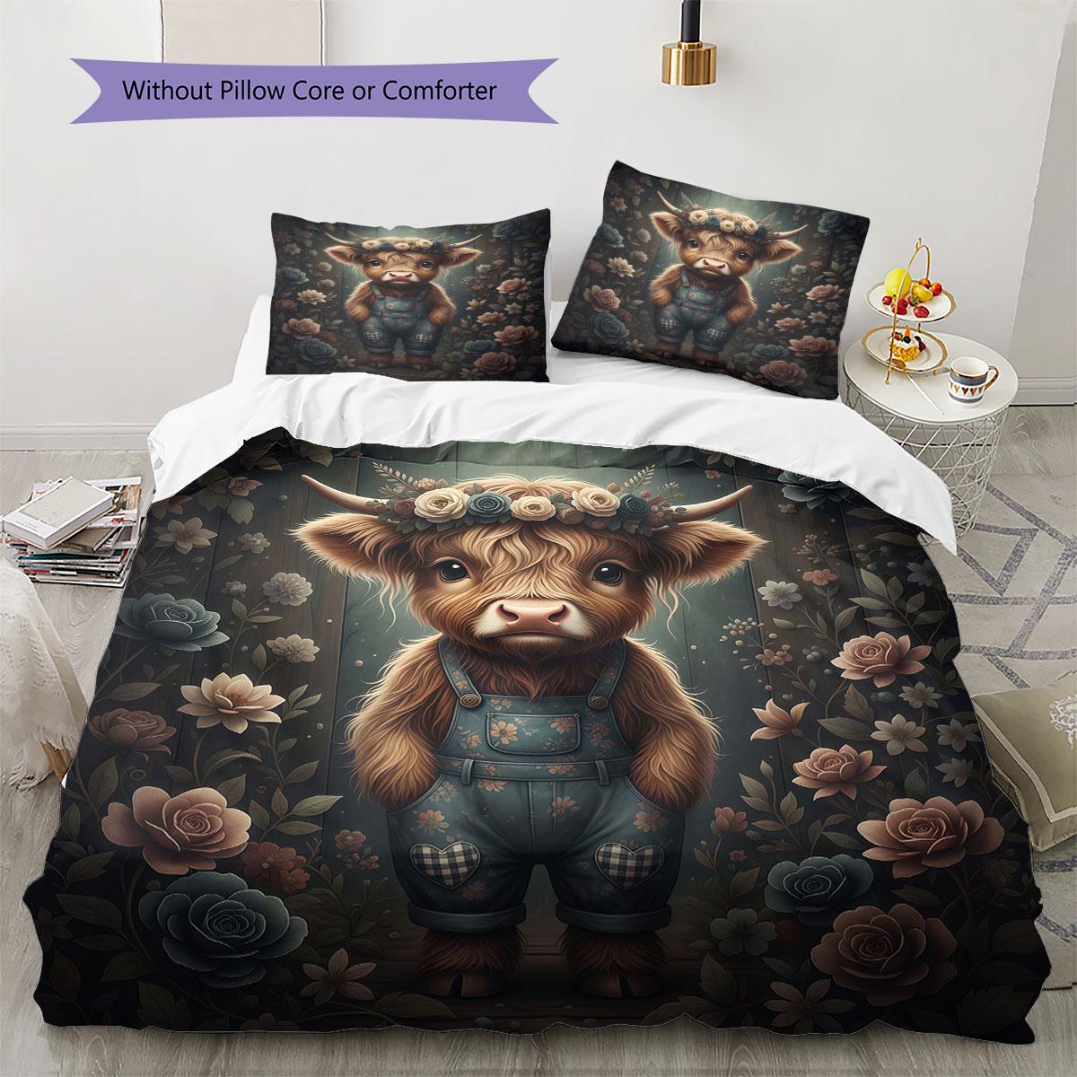 

DarkRoseCuteAnimals Pattern Bedding Quilt Set Quilt Cover Pillowcase Home Decoration Birthday Gift (1 * duvet cover + 2 * pillowcase, without core) 135x200cm