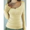 Hot Girl Style Button Long Sleeve Tank Top T-Shirt Women 2025 Autumn