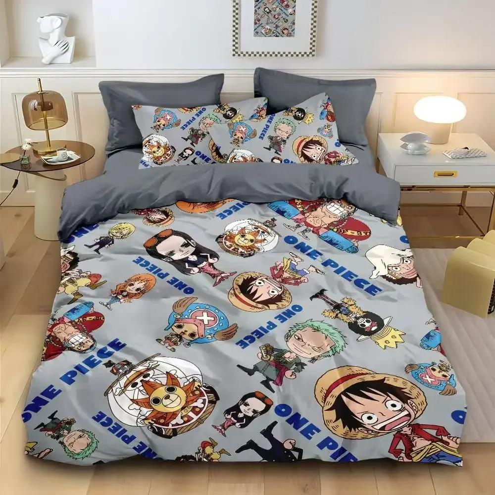 Hot One Piece Duvet Cover Pillowcase Bedding Set Anime for Adult Boy Girl Bedroom Decoration Single Double Large Size Bedding
