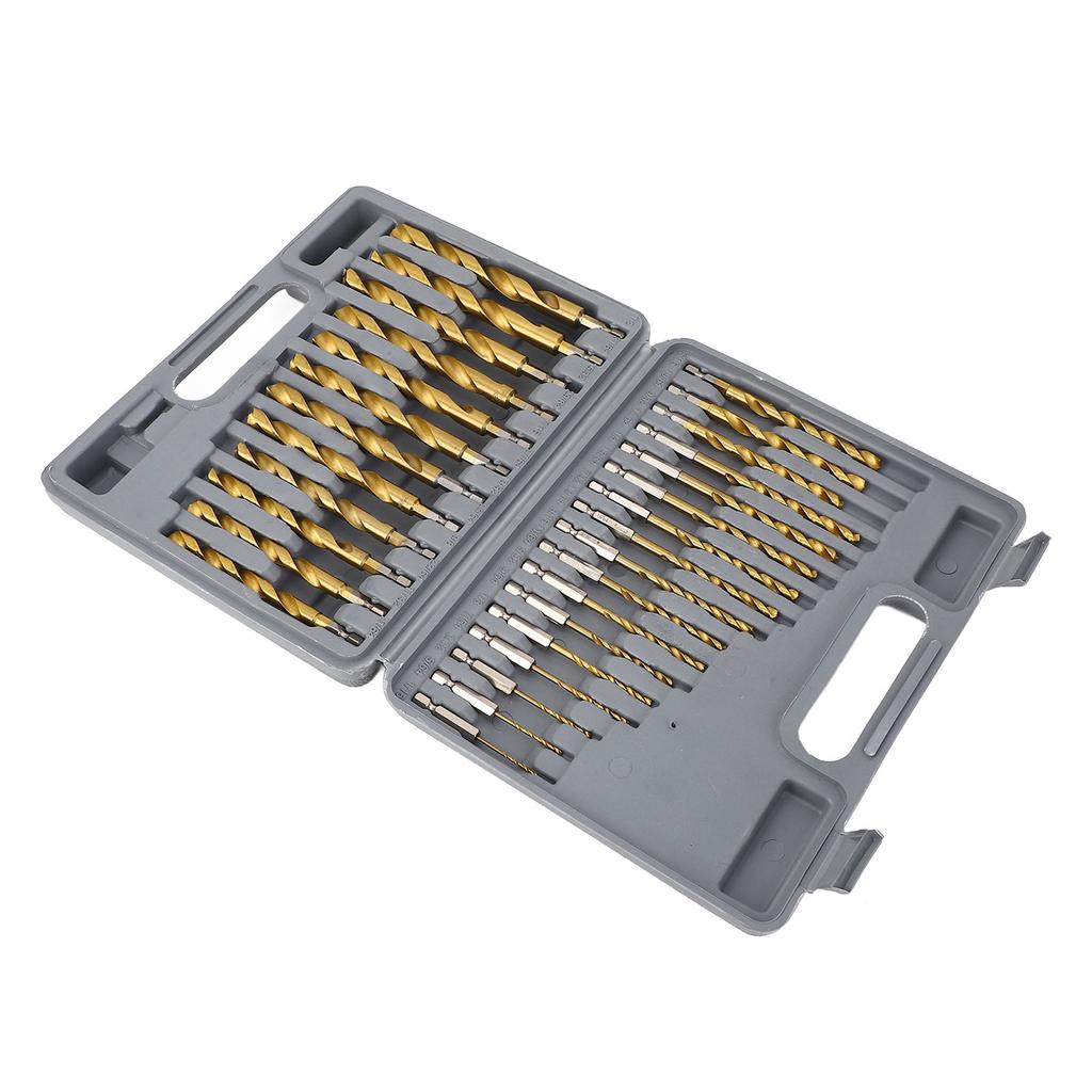 Set de burghie elicoidale cu acoperire Ti HSS 1/4 inch tija hexagonală 5/64 până la 1/2 burghie cu impact cu inele de limitare pentru Wo