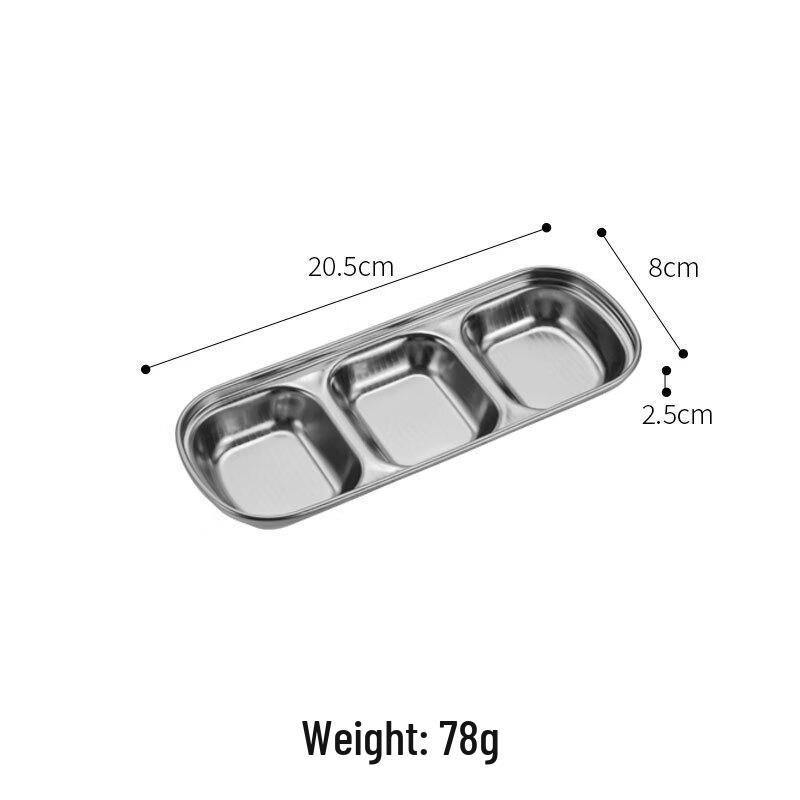 Stainless Steel Korean 3-Compartment Dipping Dish Set