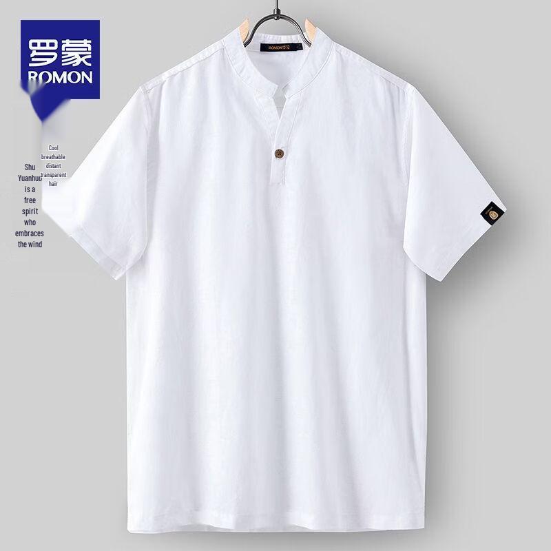 ROMON Men s Linen Blend V-Neck Quick-Dry T-Shirt L