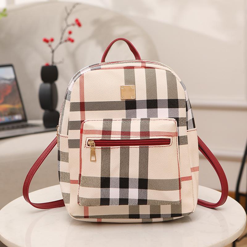 Women's backpack summer and autumn new trend fashion plaid print backpack handbag one piece