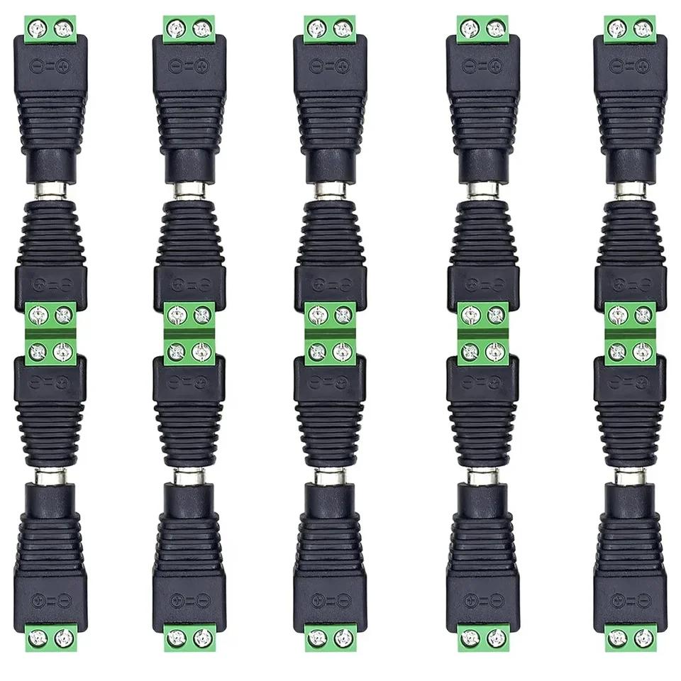 

5/10 пар Штекер DC 5.5*2.1 мм без пайки (тато і мама) Гніздо DC без пайки Зелена клема Штекер живлення для моніторингу Кнопка-Push 10pairs