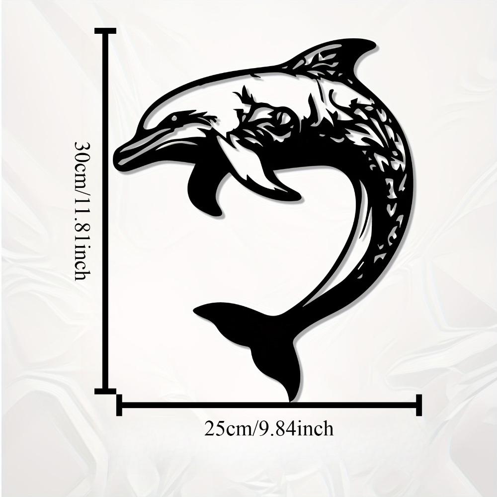 

Modern Dolphin Metal Wall Art, Leaping Iron Sculpture, Weather Resistant Ocean Mural for Coastal Beach House Decor, Patio Garden Easter Gift 12in