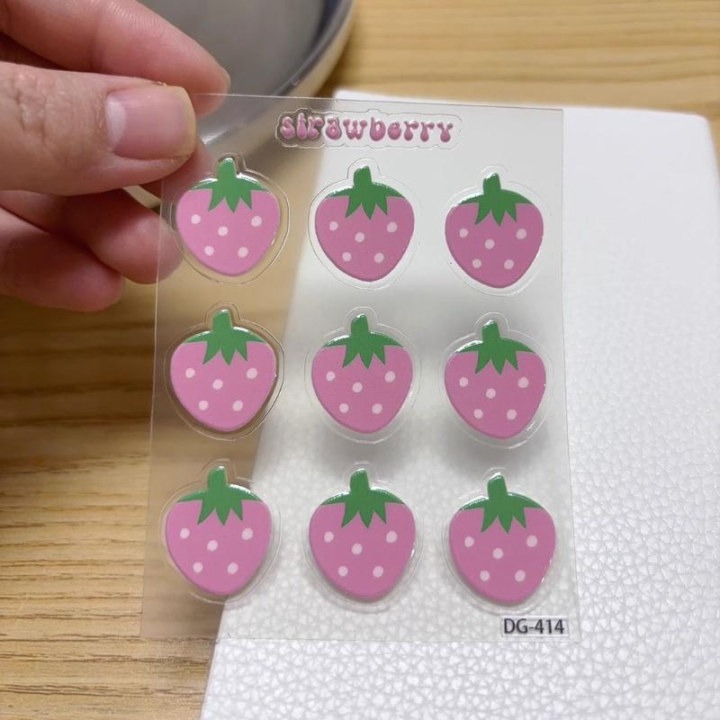 Kawaii Strawberry Tomato 3D Relief Sticker Scrapbook Journal Decoration DIY Epoxy Resin Jelly Stickers for Phone Cases Tablet