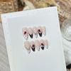 Handmade Press On Nail French Simple Cute Hand-painted Polka Point Bow 3D Carved Flowers Ladybird Almond Fake Nail Patch Artificial Nail Reusable