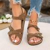 Women's Plus Size Casual Sandals Cross Strap Adjustable Buckle Footbed Comfort Summer Shoes Flat Sole Lightweight Slip On
