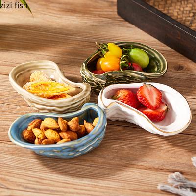 Keramik Austernschale im japanischen Stil Unregelmäßige Snackschale Sushi-Schale Sashimi-Schale Molekulare Küche Hotel Kreatives Geschirr