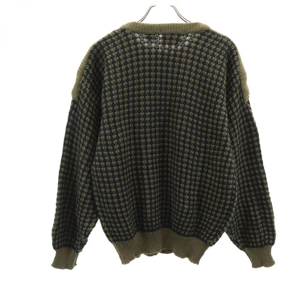 GABRIELLE 80er Jahre Old Overall Griff Langarmpullover S Khaki Strick Herren Gebraucht