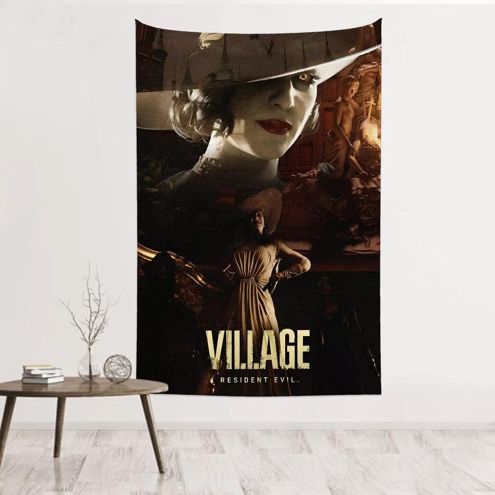 

Винтажная игра Resident-Evil Леди Димитреску Настенный гобелен Декор Эстетический декор комнаты Настенная ткань Вечеринка Подвесной фон Комната 29x37in