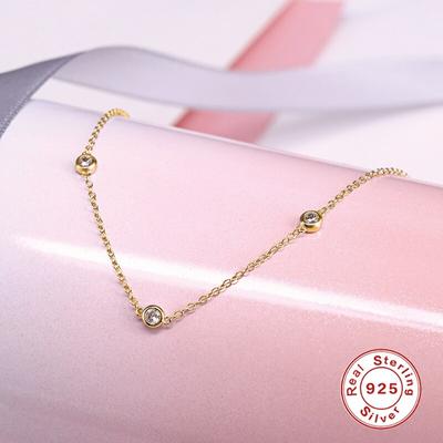 Einfache Diamant-Intarsien-Halskette für Frauen 925 Sterlingsilber Schmuck Charmante Anhängerkette 18k Choker Bijoux Kragen