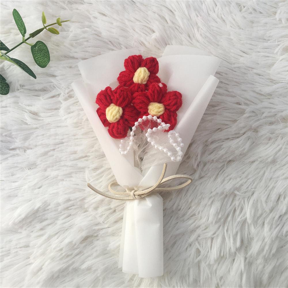 Knitted Daisy Bouquet Mini Crochet Artificial Flower Bouquet Valentine's Day Gifts Accessories Wedding Birthday Party Home Decor