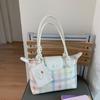 Plaid bag women's large-capacity new autumn and winter versatile shoulder bag leisure student class tote bag