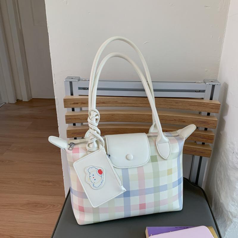 Plaid bag women's large-capacity new autumn and winter versatile shoulder bag leisure student class tote bag