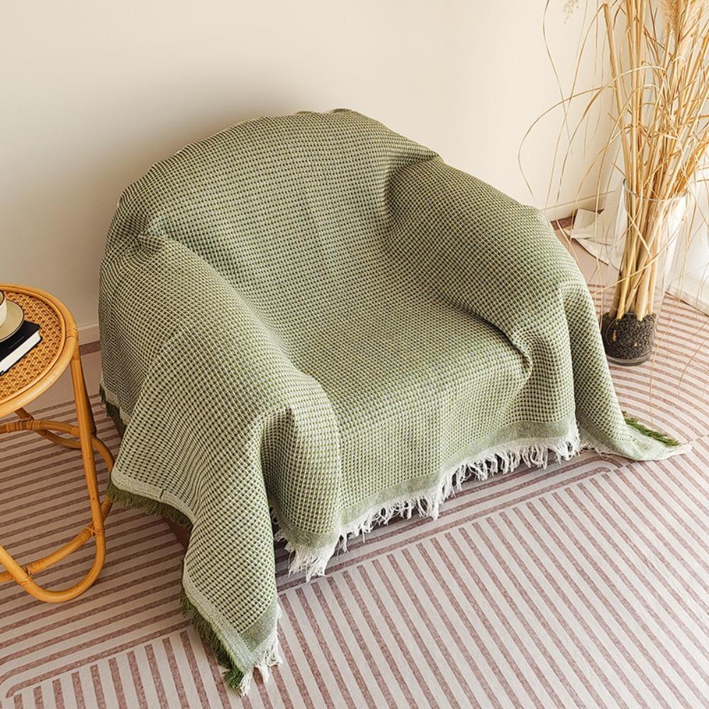 Minimalist Single Sofa Throw Blanket American Farmhouse Style Solid Color Dustproof Full Coverage Sofa Cover