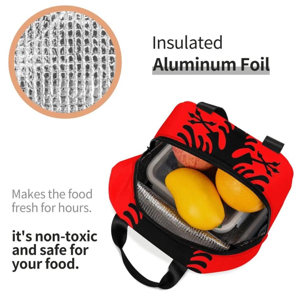 Flag Of Albania Insulated Lunch Bag for Women Office Cooler Thermal Food Box Tote Leakproof Lunch Boxes Container