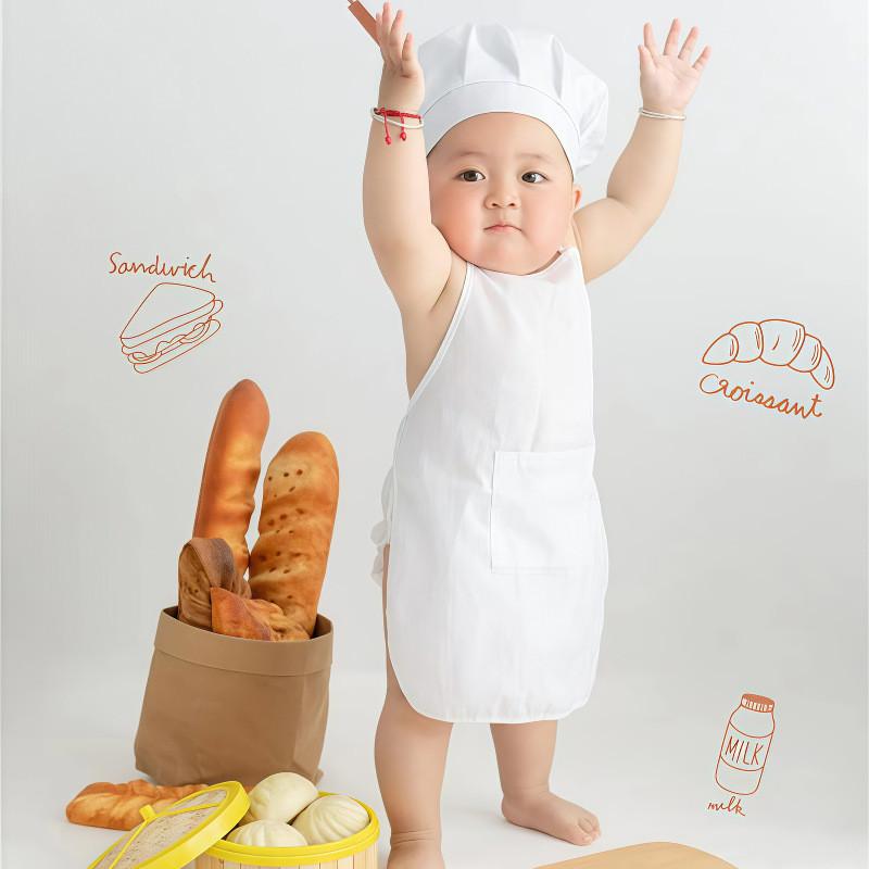 Child Chef Costume Set With Polyester Fabric For Kids Kitchen Role Play