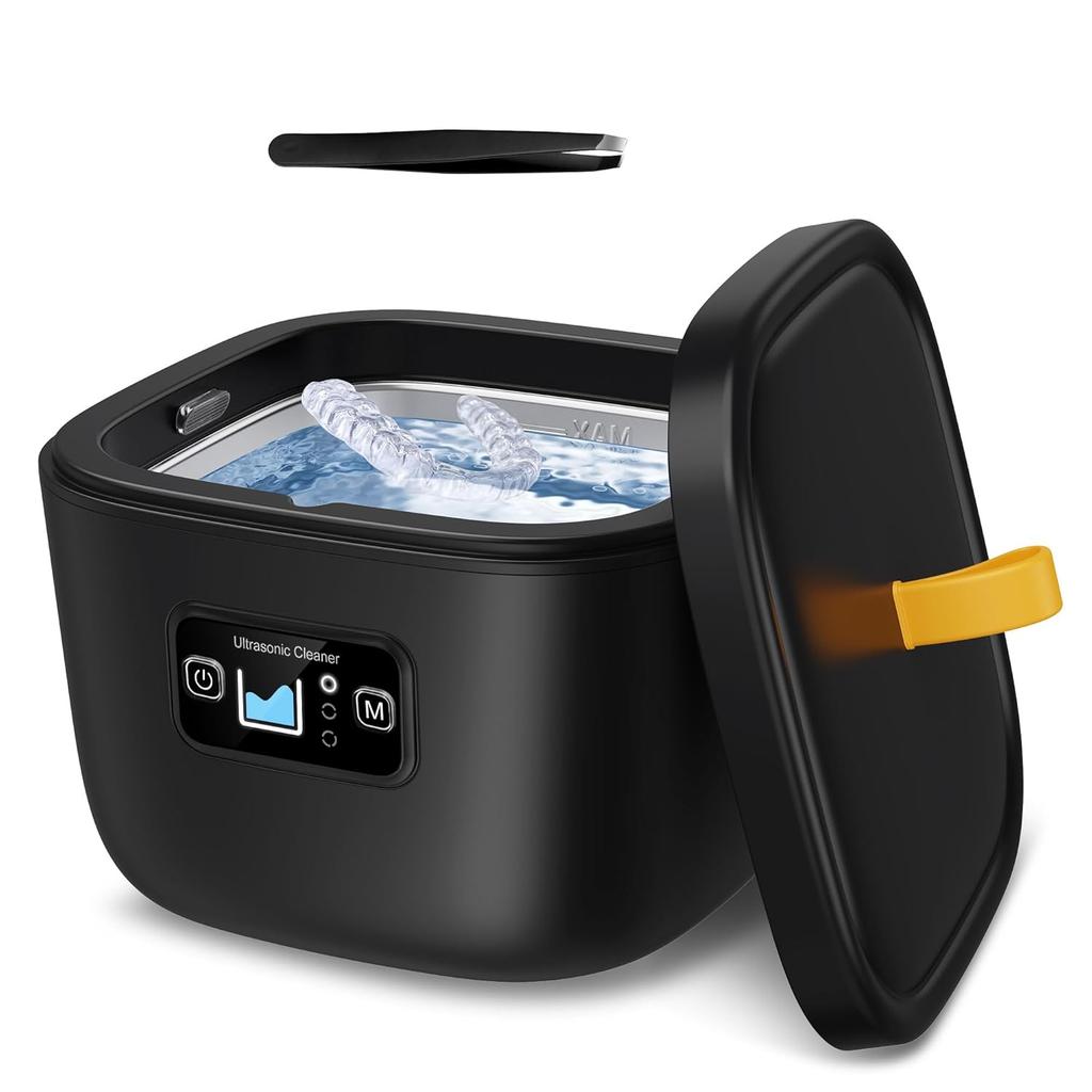 Ultrasonic Retainer Cleaner for Invisalign, Denture, Mouth Guard, Aligner, Toothbrush Head, 43kHz Newly Upgraded Ultrasonic Retainer Cleaner Machine,