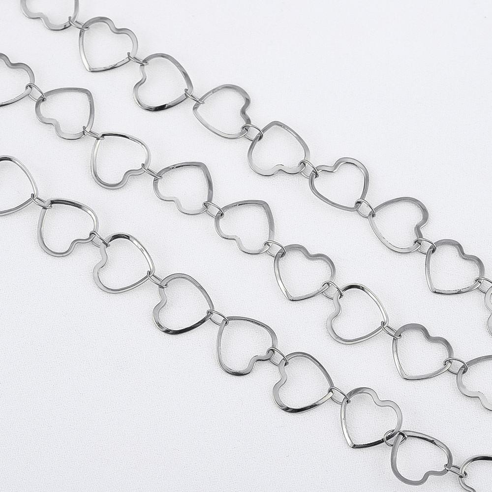 

1Meter Stainless Steel Hollow 5mm 10mm Love Heart Link Chains for Fashion Necklace Bracelet Jewelry Findings DIY Chain Component 1meter