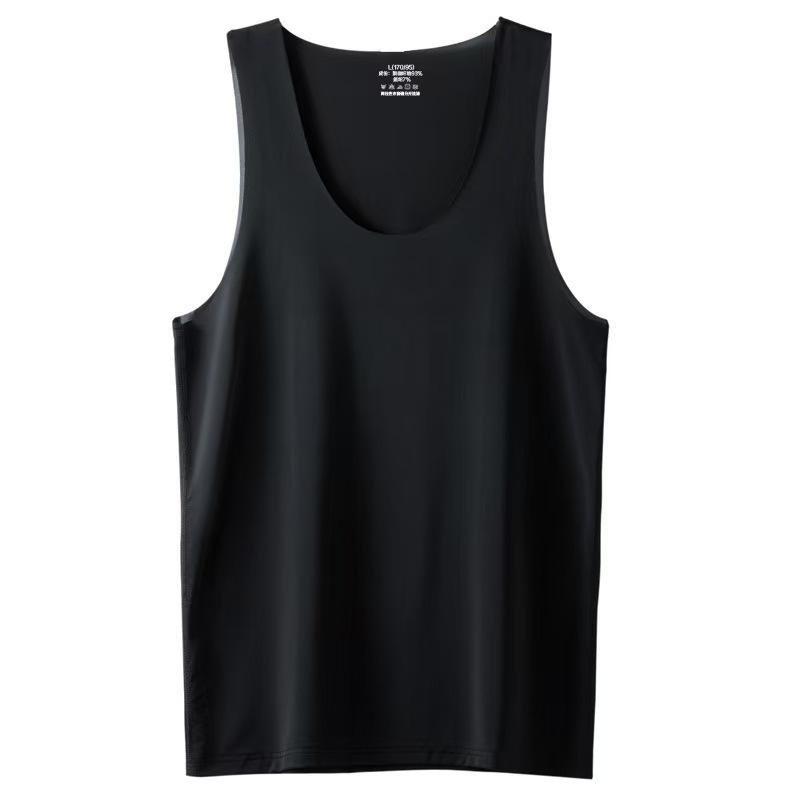 Nouveau débardeur sans couture en soie glacée pour homme, été, fin, respirant, élastique, séchage rapide, sous-vêtement de sport décontracté