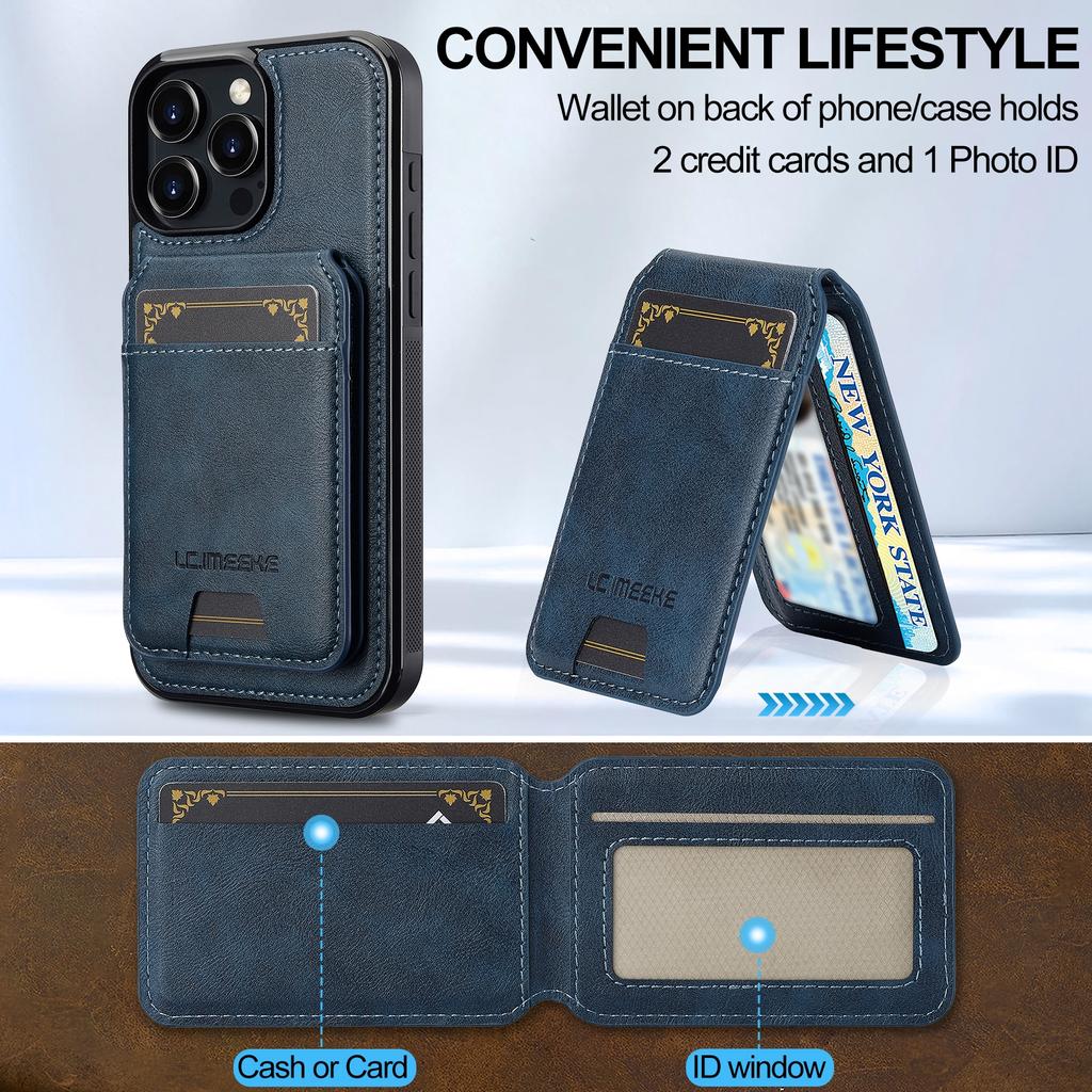 LC.IMEEKE L3 For iPhone 16 Pro Max Magnetic Case Detachable Card Holder Leather+TPU Mobile Cover