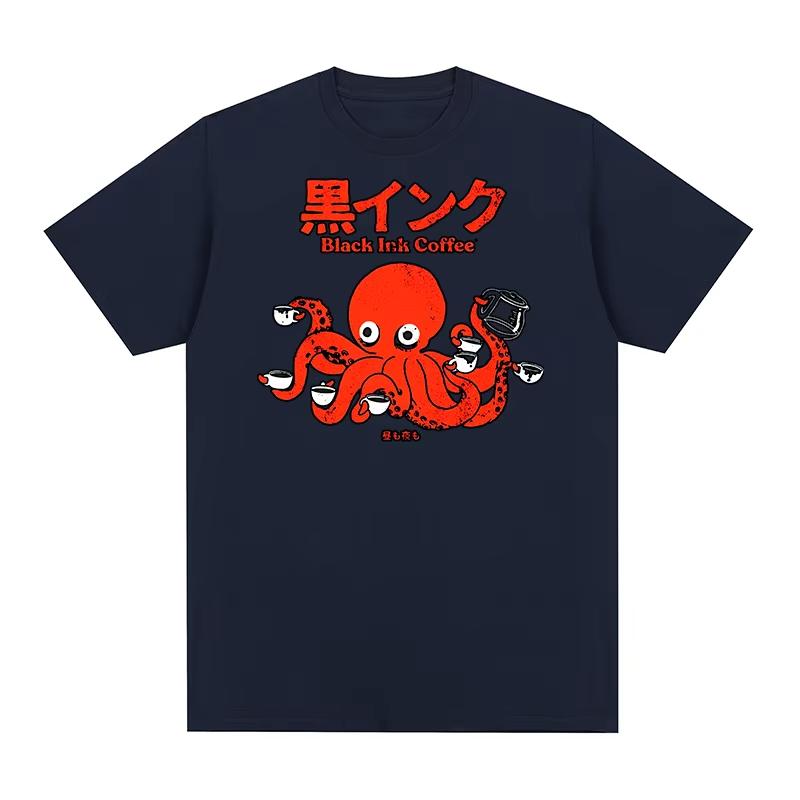 Black Ink Coffee Creative Printed Unisexs TShirt Cotton Oversized Charming Graphic Tees for WoUnisex Tops Tees Streetwear Breathable