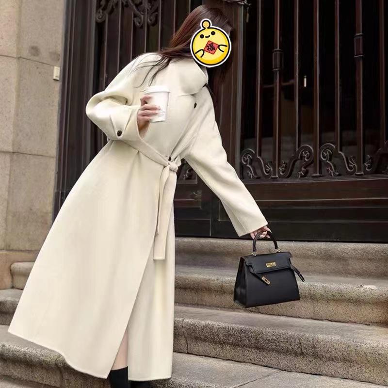 

Новое двухстороннее шерстяное пальто длинное корейское свободное повседневное шерстяное пальто M