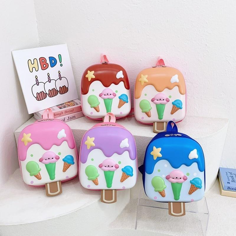 Baby School Kids Bag With Cartoon Ice Cream Design And Durable Oxford Fabric