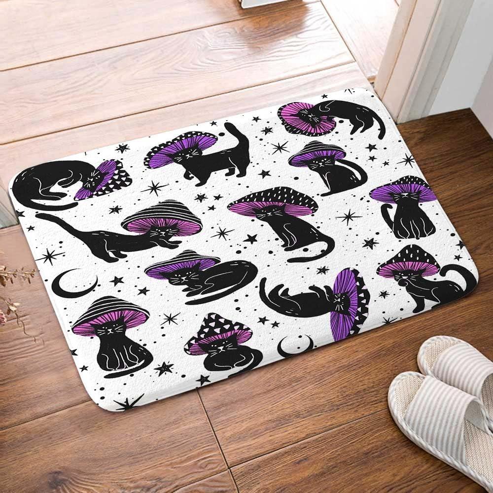 Cartoon Lustige Pilzkatze Fußmatte Niedliche Tägliche Heimdekoration Rutschfeste Matte Badezimmer Wasserabsorbierende Matte Flur Willkommensmatte