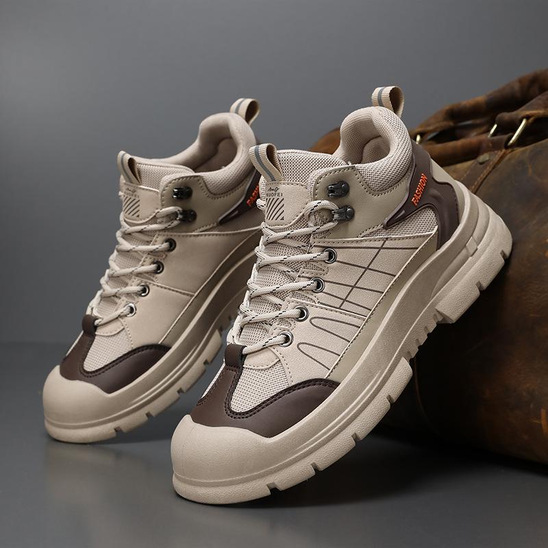 

Защитные ботинки мужские мягкие удобные шнурованные мужские зимние весенние снегоступы противоскользящие низкие рабочие походные туфли 46 бежевый