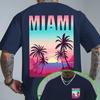 Reine Baumwolle Atmungsaktiv Neon-Farbverlauf Miami Unisex Strandmotiv T-Shirt Ein Vielseitiges Oberteil Für Sommerliche Strandausflüge 2026 Sommer Neu