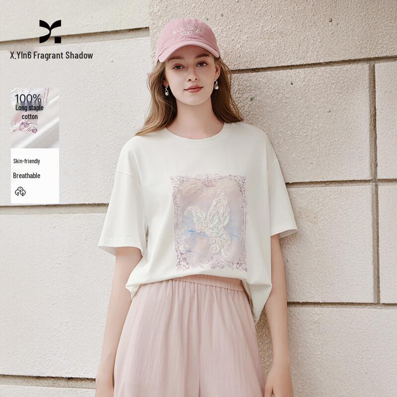 

Women s Butterfly Print Pure Cotton Short-Sleeve T-Shirt L