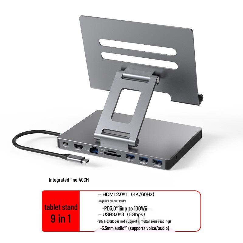 Rotating Tablet Stand with HDMI, Gigabit Ethernet, USB 3.0 Docking Station & Splitter