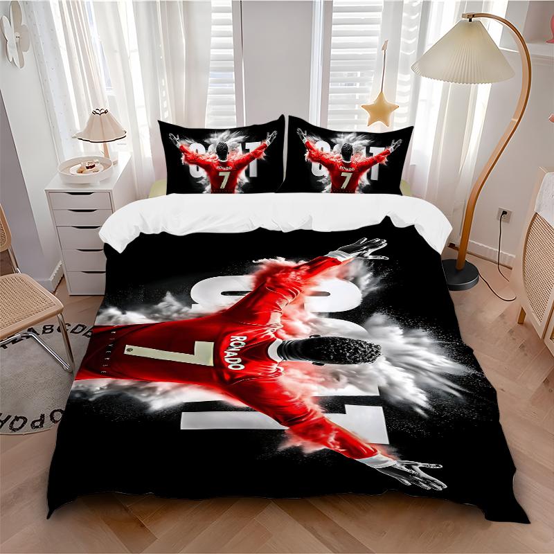 3Pcs Ronaldo'S Iconic Leap Bedding Set Soft Fabric Duvet Cover Pillowcases Home Xmas Halloween Gift 1 Duvet Cover 2 Pillowcase S1798