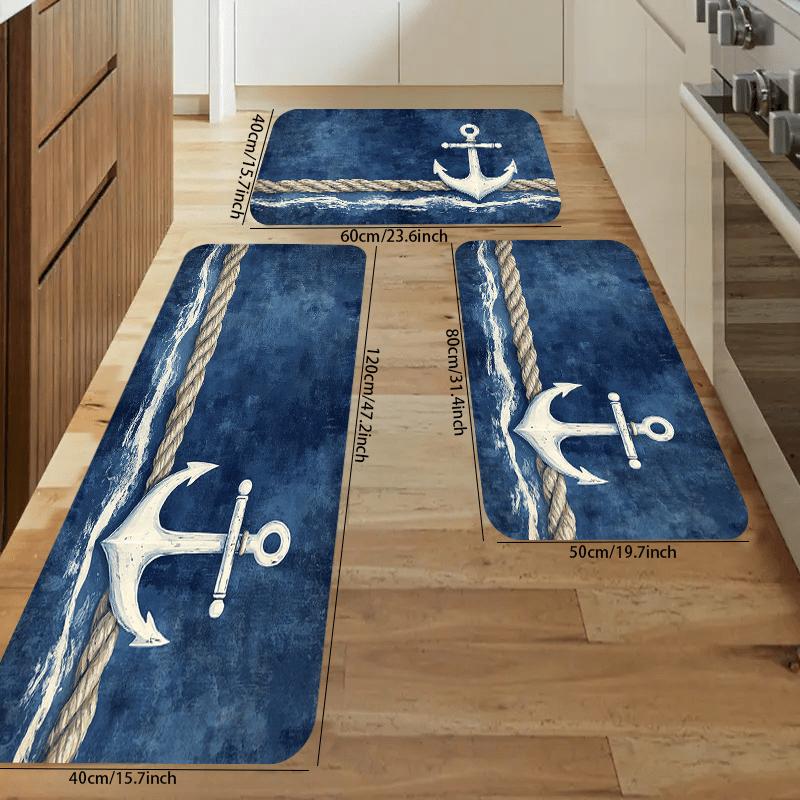 

VIKAMA Cool Blue Carpet Nautical Symbol Doormat Welcome Mat Kitchen Rug Bathroom Mat Rug For Bedroom Carpet For Live Room Home D 40X60CM (1.3X2FT