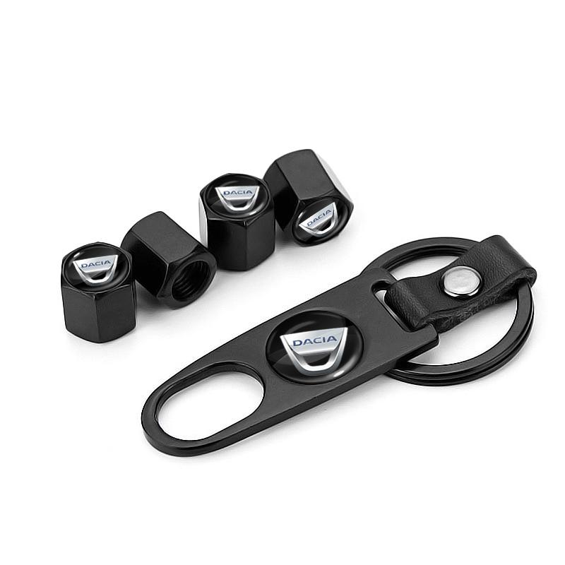 1Set Car Tire Valve Cap Wheel Stem Cover with Wrench KeyChain For Renault Dacia Koleos Clio Laguna 2 Megane 2 3 Duster Logan