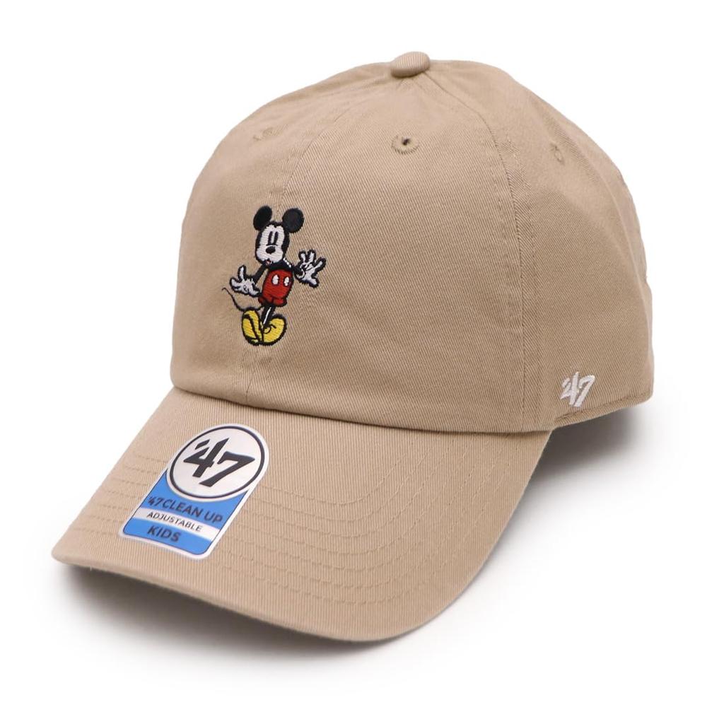 (47BRAND) Kids Cleanup Disney Mickey Mouse Cap Hat Disney Children's Kids Size (JP, Alphabet, Free Size, Khaki (14865115))
