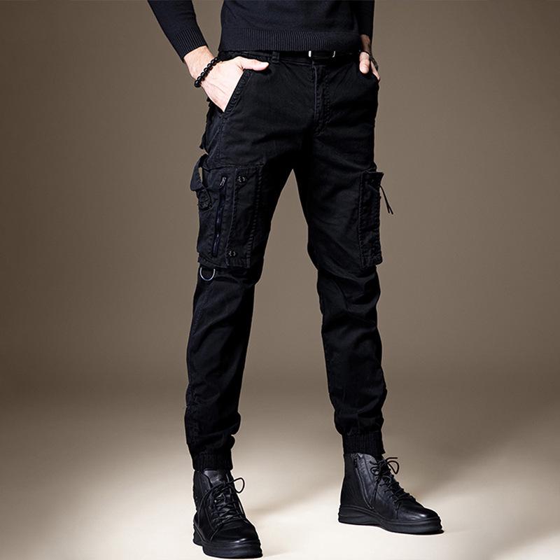 American Style Men's Buttoned Overalls: Thin, Functional, Tactical, Unisex Casual Pants with Cuffs