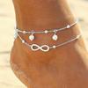 Beach Anklet Sexy Women Summer Fashion European and American Pearl 8-character Anklet Double Layer Printing Jewelry Beaded