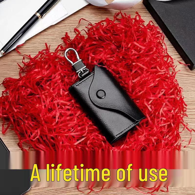 Men's Genuine Leather Large Capacity Key Holder - Multi-functional Waist Hanging Key Case for Home Use