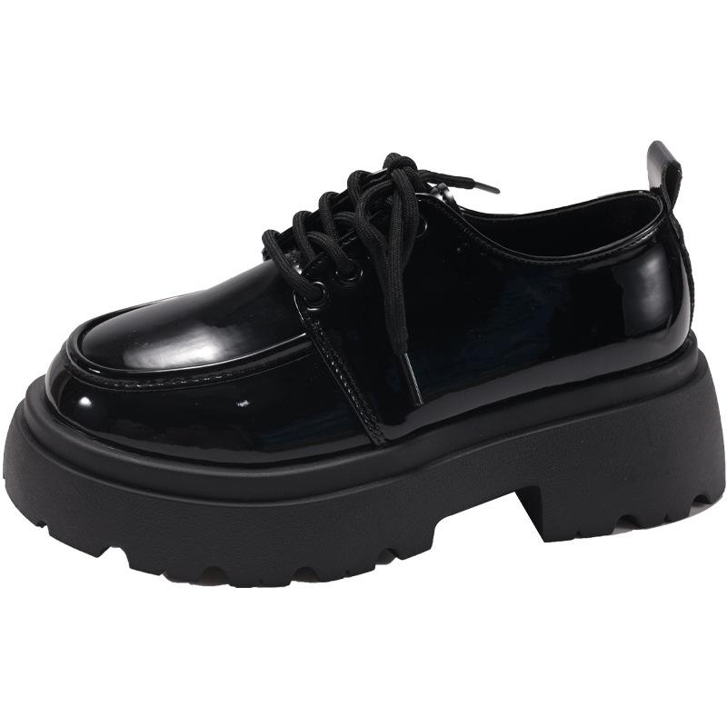 British style platform small leather shoes women's 2025 new spring and autumn versatile black jk single shoes muffin loafers ins tide
