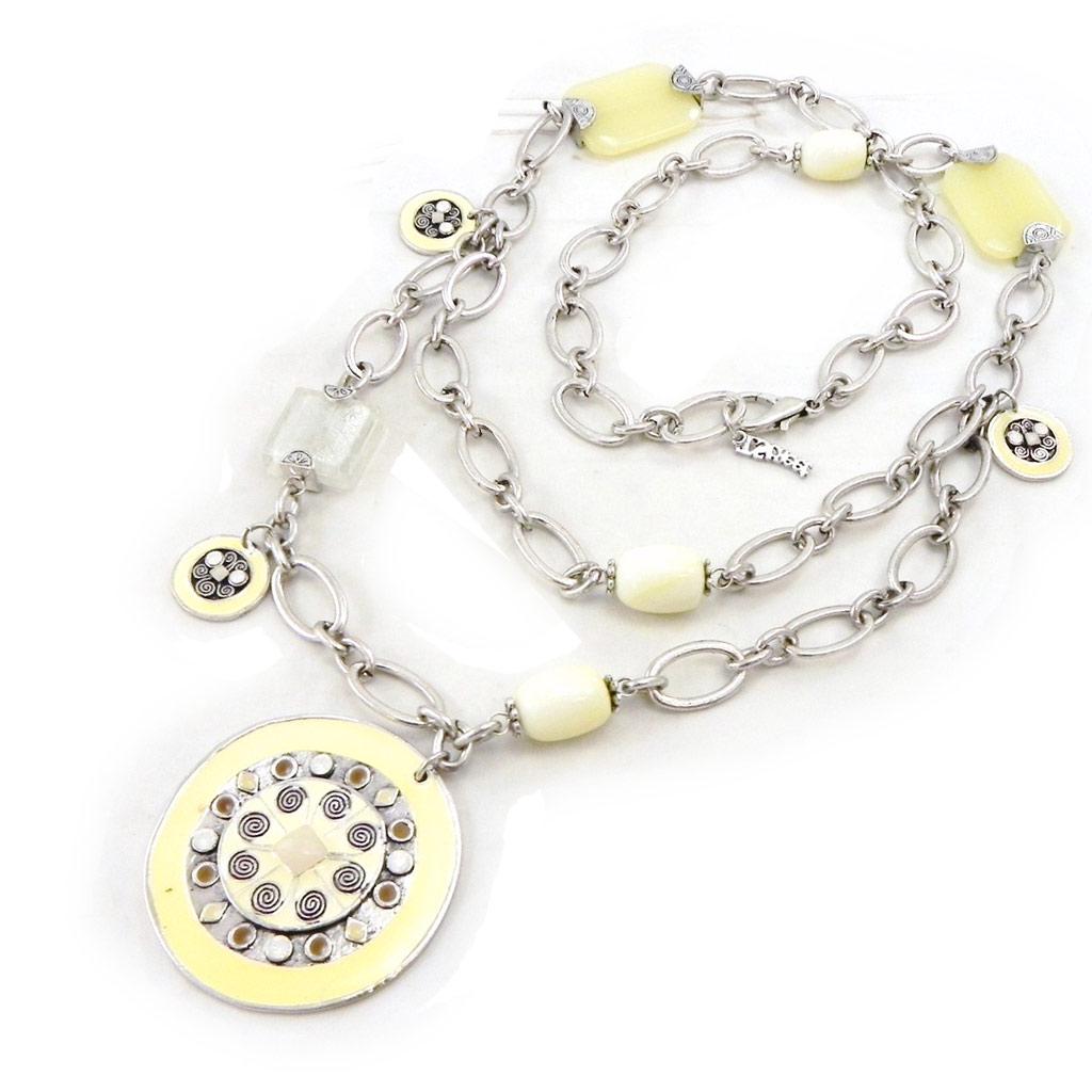 Les Trésors De Lily [E8898] - Designer Long Necklace 'Tijuana' Ivory Beige