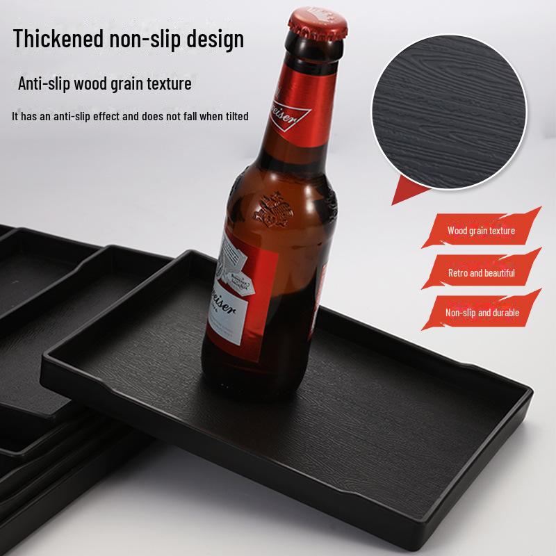 Rectangular Hotel Tray: Plastic Plate, Water Cup Storage for Bathroom or Restaurant.