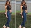 European Station Autumn Solid Color Plus Size Women's Hip-hugging Pencil Jeans