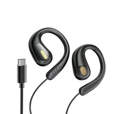 New Wired Earphones with Volume Clear for Telework and Online Meetings Open-Ear Type-C Jack, Ear-Hook Design, Microphone, Open-Ear Design, Control,
