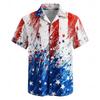 100% Polyester Fiber Men's Summer Short Sleeved Flag Printed Casual Shirt Men's Street Hip-hop Shirt Top